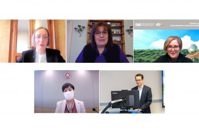 Keynote speakers of the conference include (top from left) Prof. Claudia GIUDICI, Dr. Claire WARDEN, Ms. Jena JAUCHIUS; (bottom from left) Ms. SO Yuen Yi, and Mr. LAI Chuen Chi.